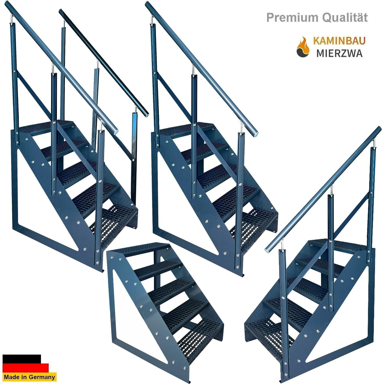 Treppe Freistehend Geländer 5 Stu. Ganz Pulverlackiert H:95cm