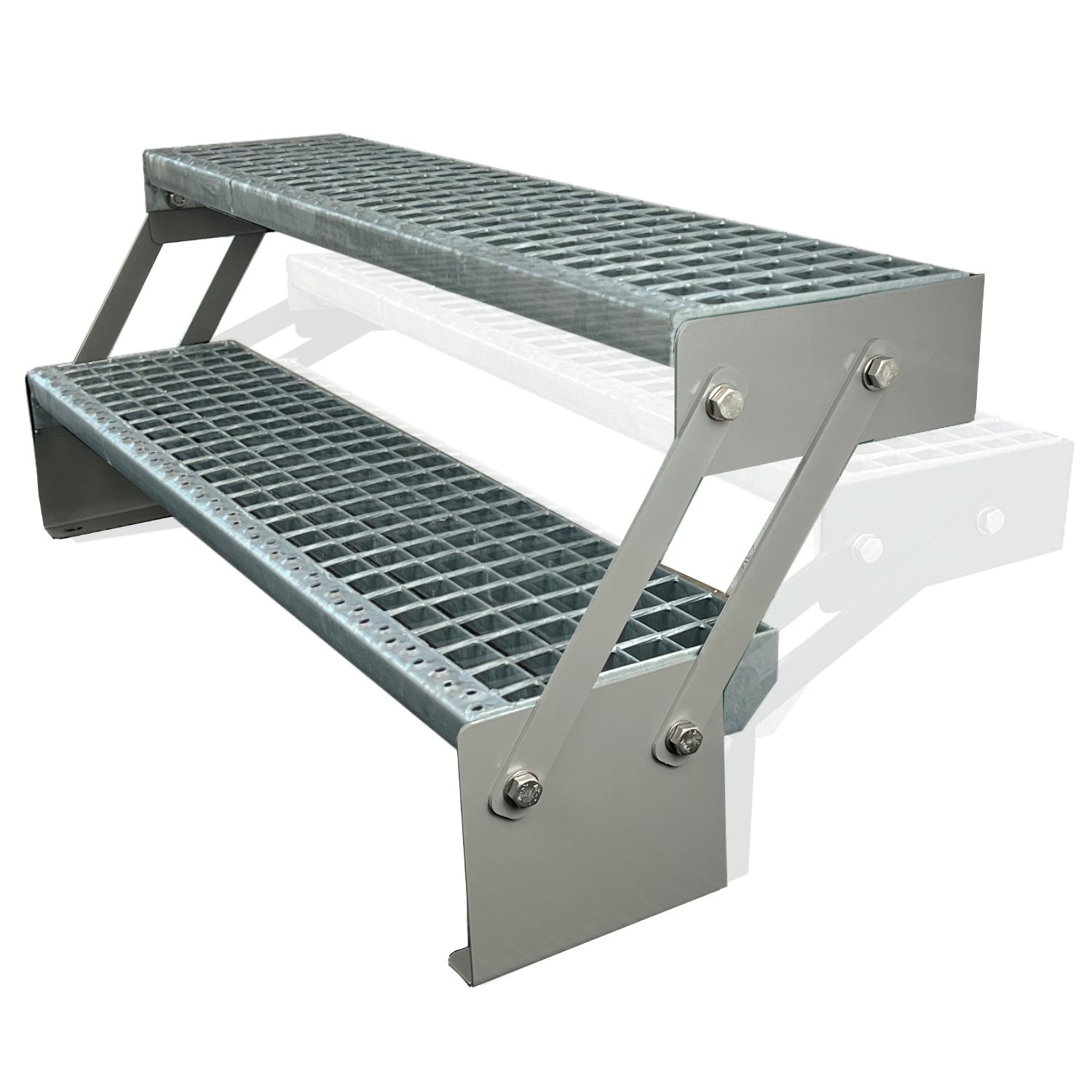 Treppe Verstellbar 2 Stu. Wange Silber H:30-43cm