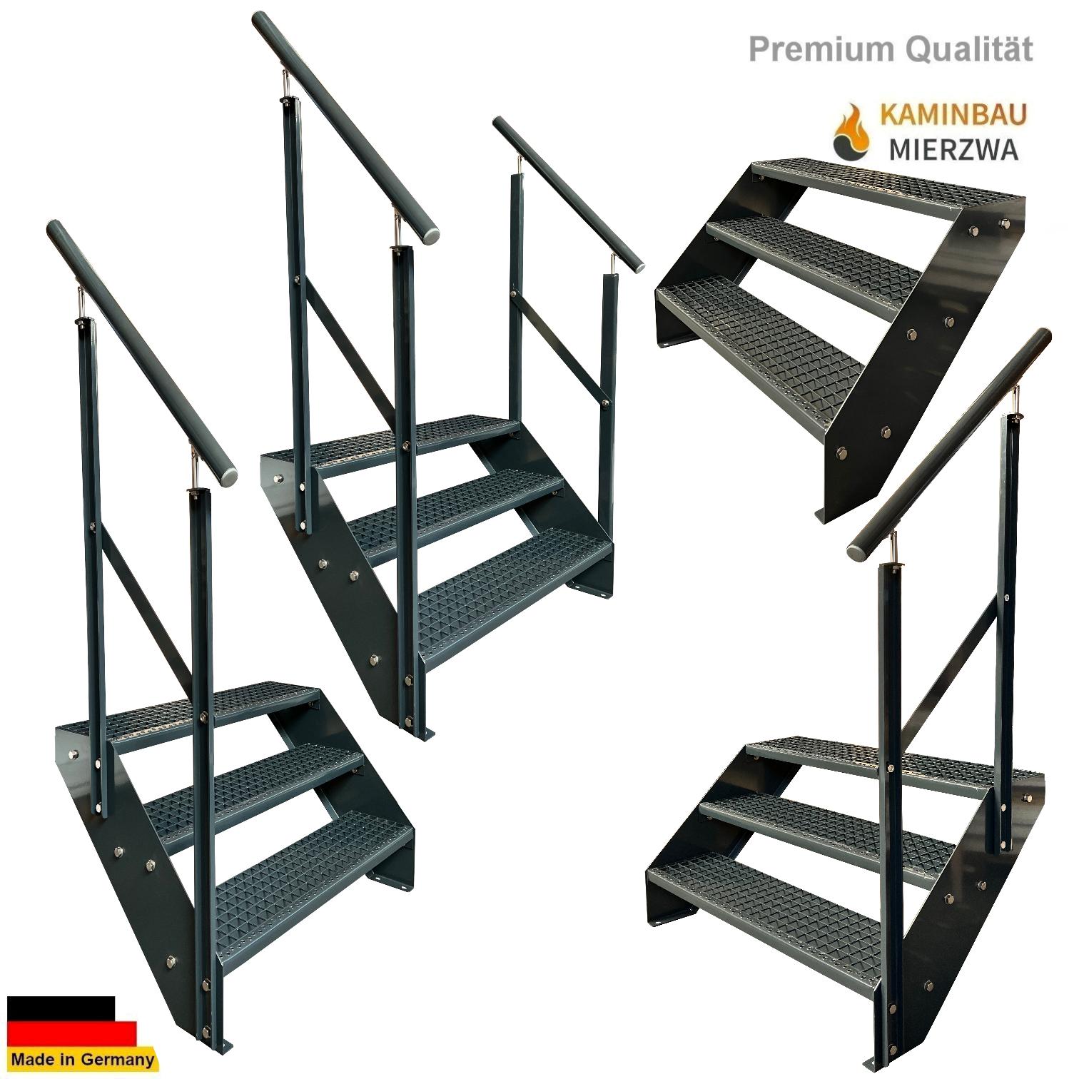 Wangentreppe Geländer 3 Stu. Ganz Pulverlackiert H:57cm