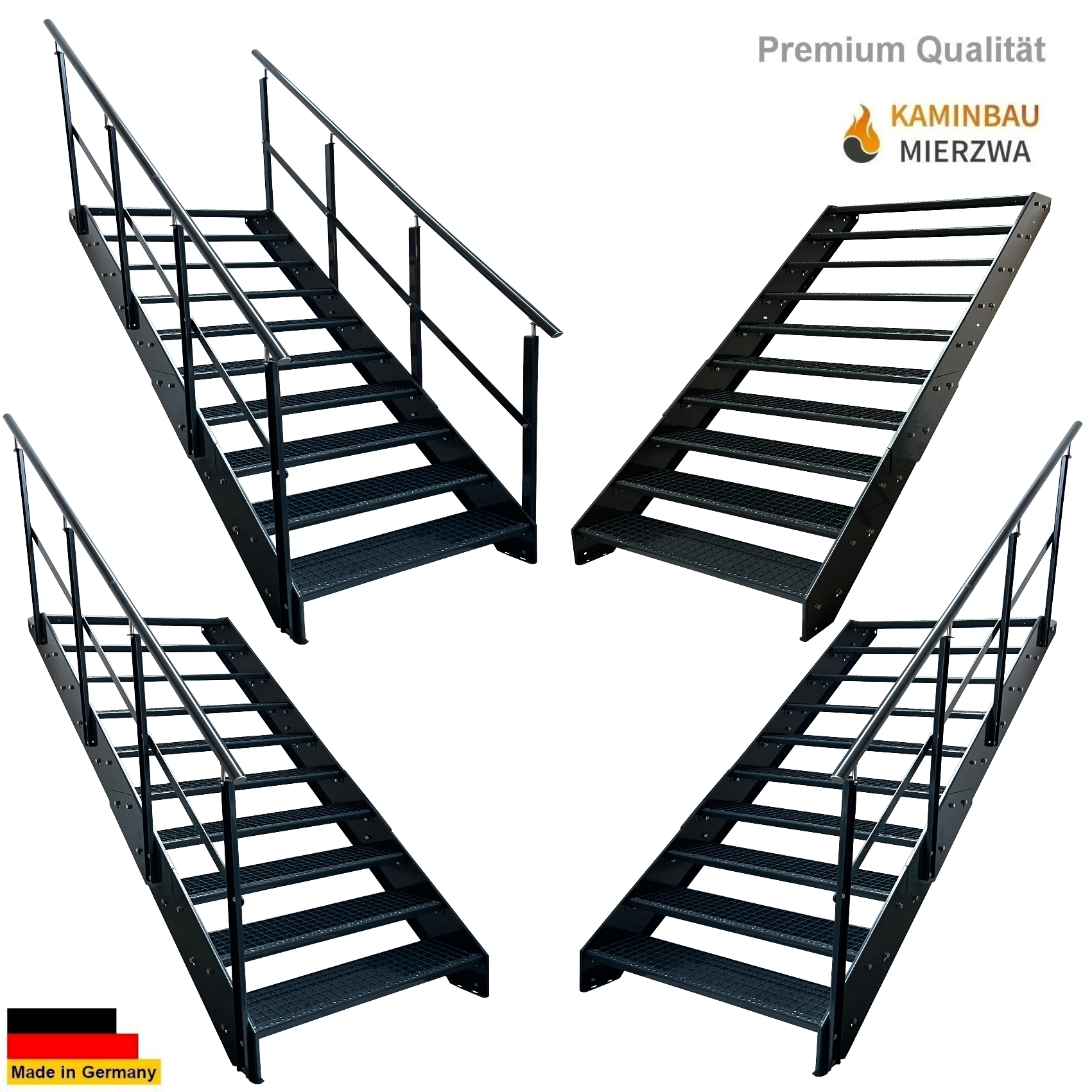 Wangentreppe Geländer 10 Stu. Ganz Pulverlackiert H:190cm