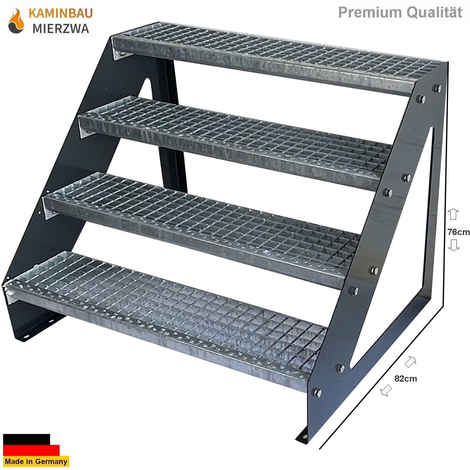 Treppe Freistehend 4 Stu. Wange Anthrazit H:76cm