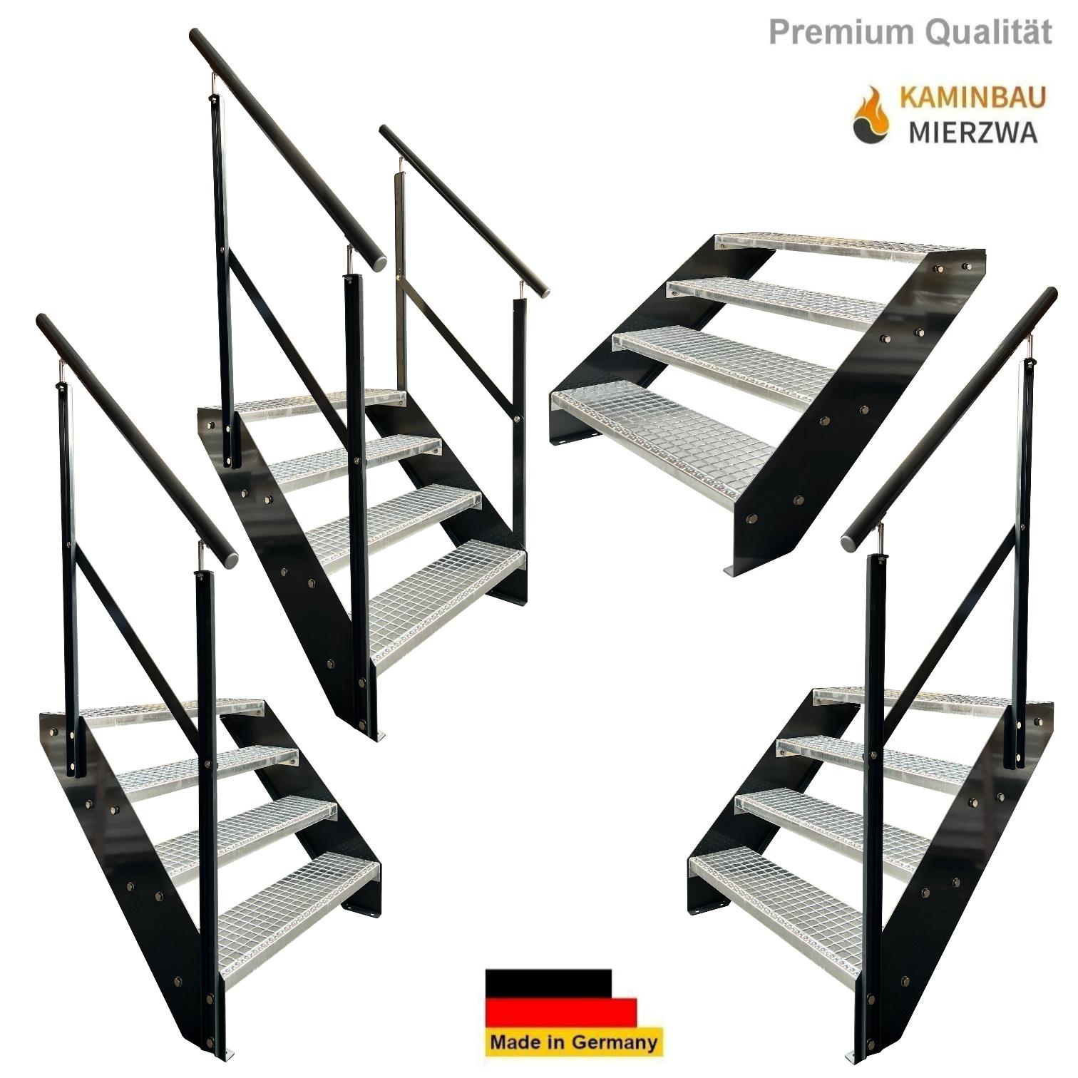 Wangentreppe Geländer 4 Stu. Wangen und Geländer Pulverlackiert H:76cm