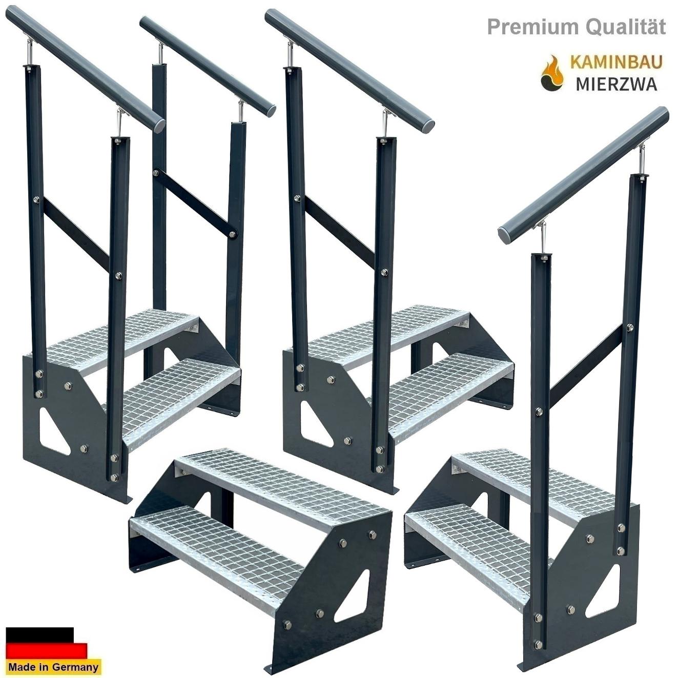 Treppe Freistehend Geländer 2 Stu. Seiten Pulverlackiert H:38cm