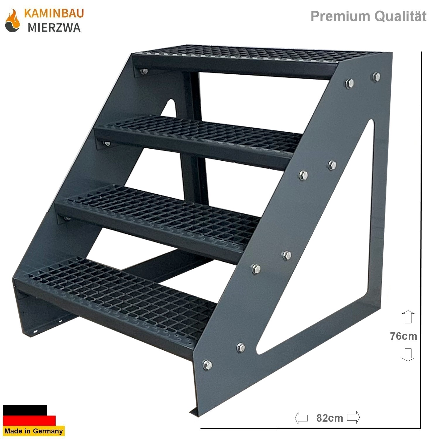 Treppe Freistehend 4 Stu. Ganz Anthrazit H:76cm