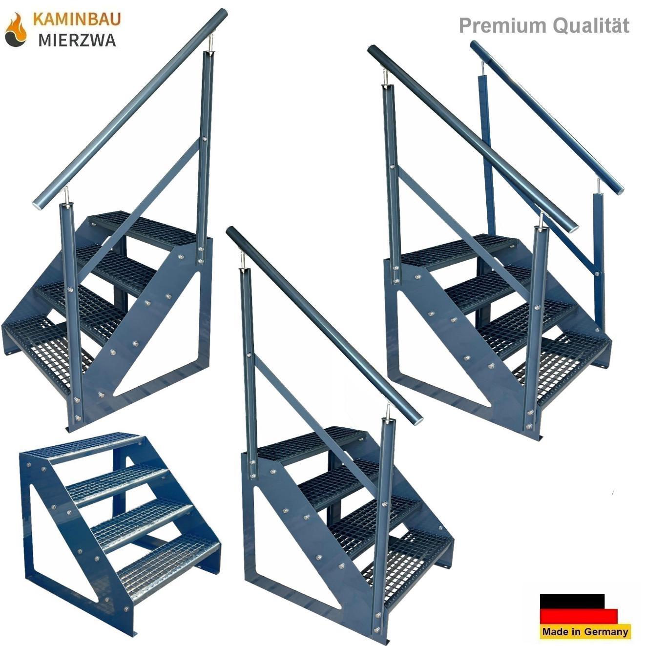 Treppe Freistehend Geländer 4 Stu. Ganz Pulverlackiert H:76cm