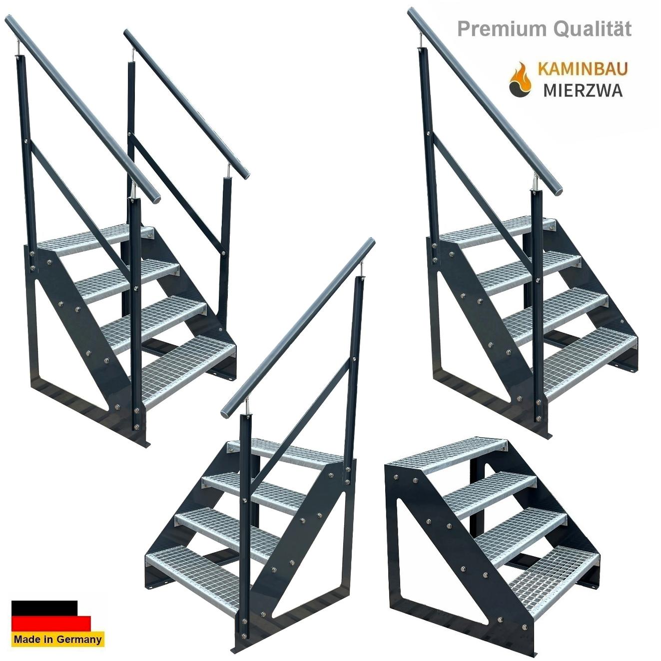Treppe Freistehend Geländer 4 Stu. Seiten Pulverlackiert H:76cm