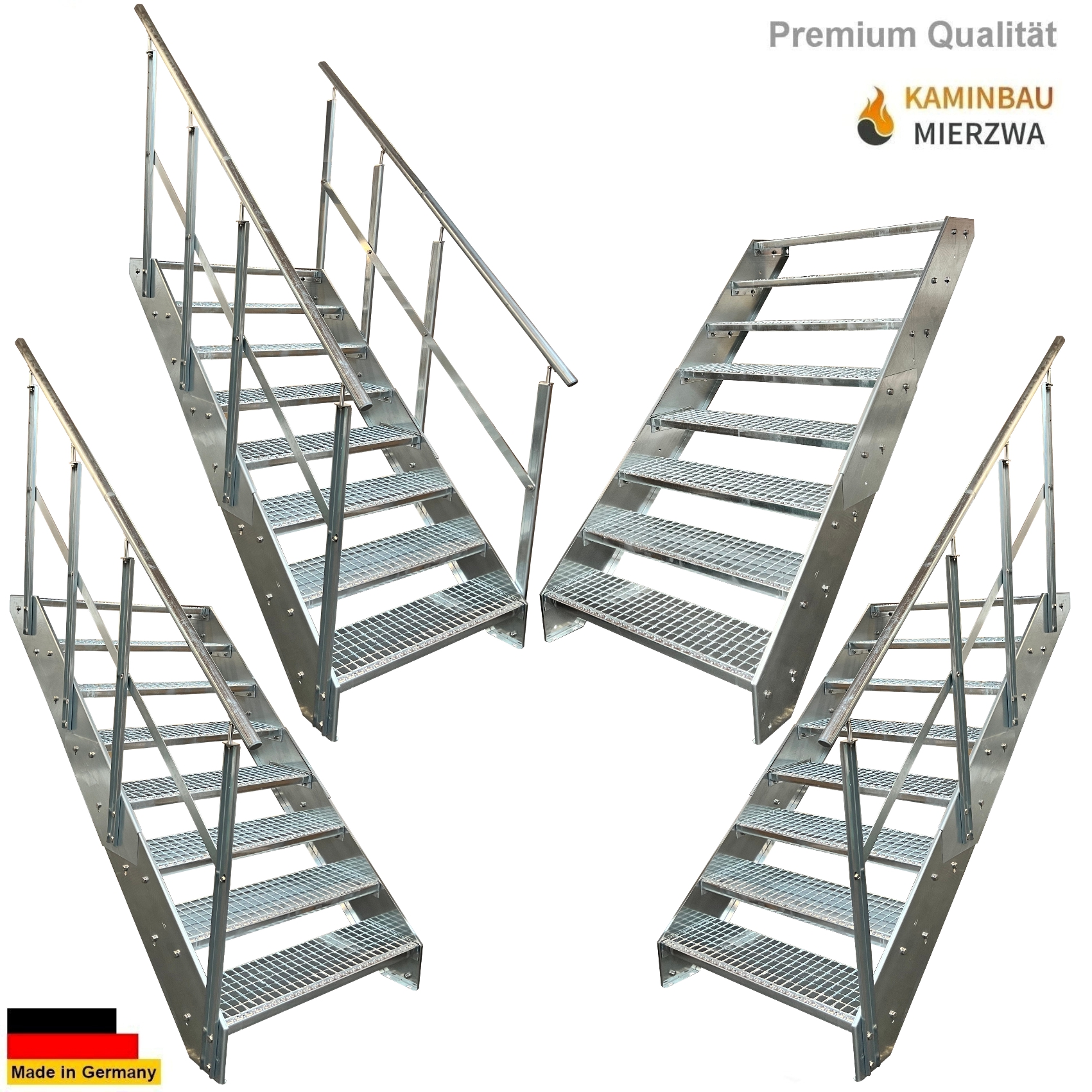 Wangentreppe W2 Geländer 8 Stu. Verzinkt H:152cm