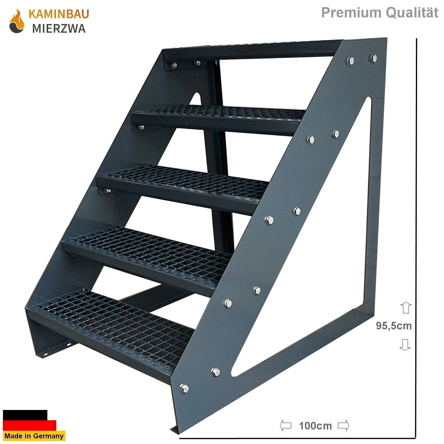 Treppe Freistehend 5 Stu. Ganz Anthrazit H:95cm