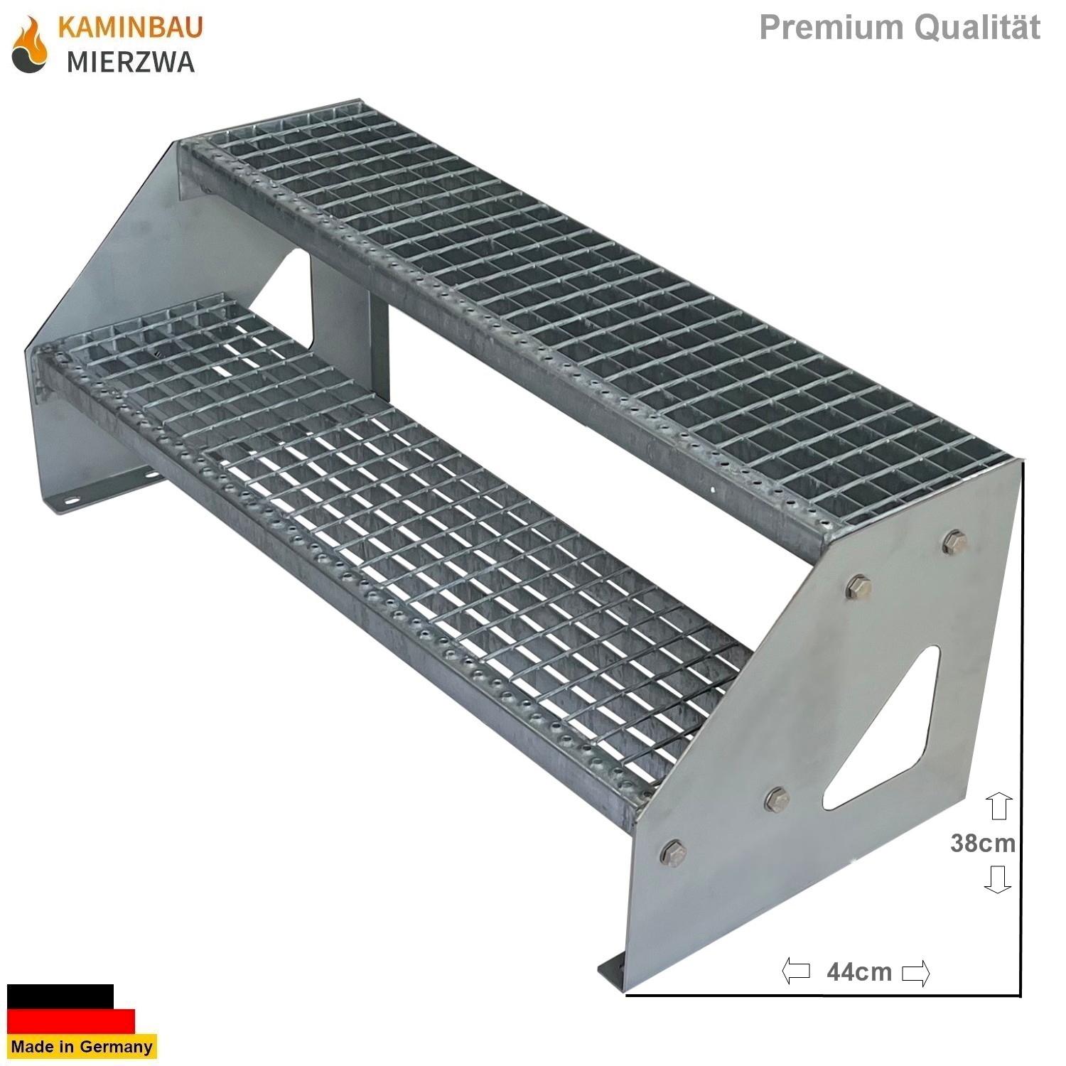 Treppe Freistehend 2 Stu. Verzinkt H:38cm
