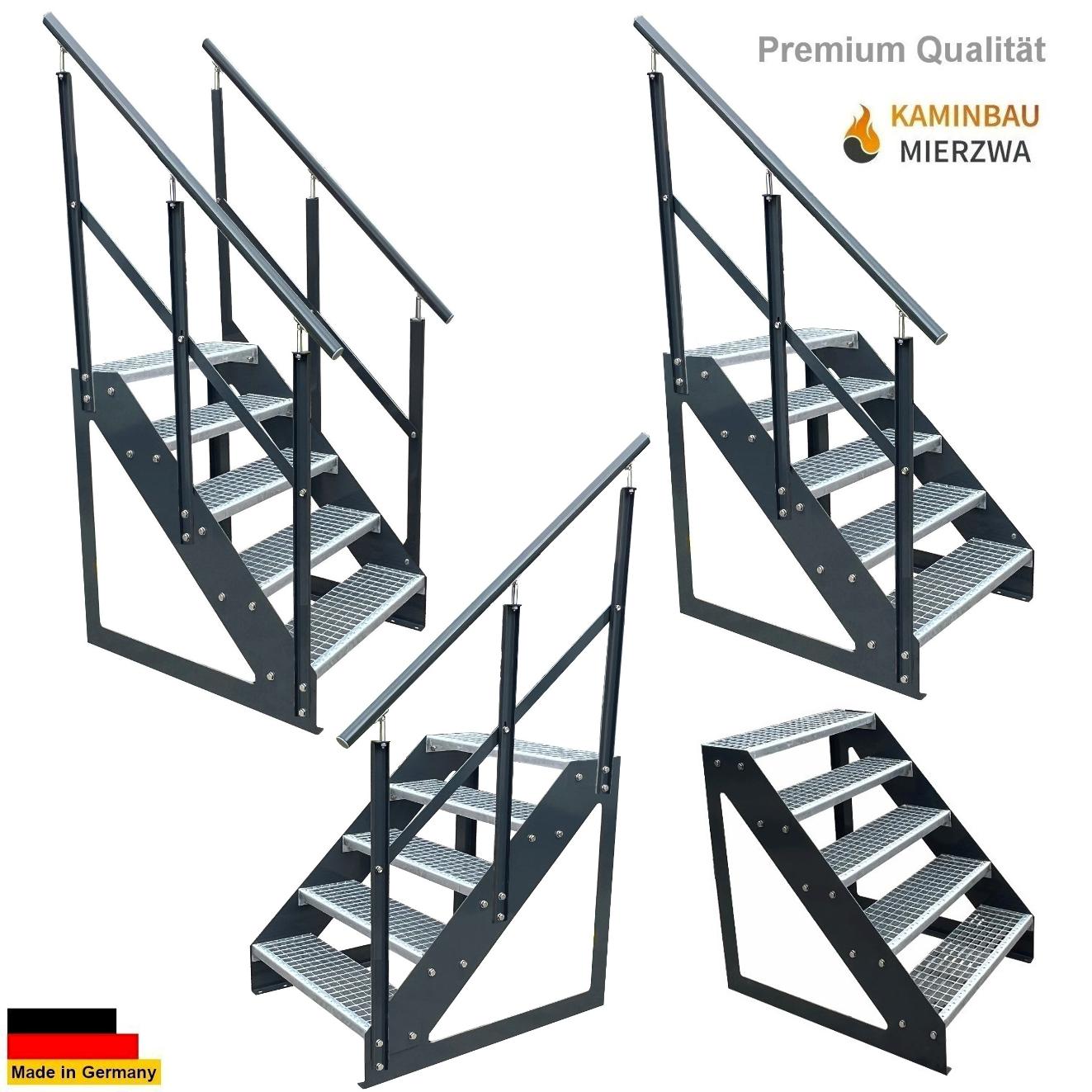 Treppe Freistehend Geländer 5 Stu. Seiten Pulverlackiert H:95cm