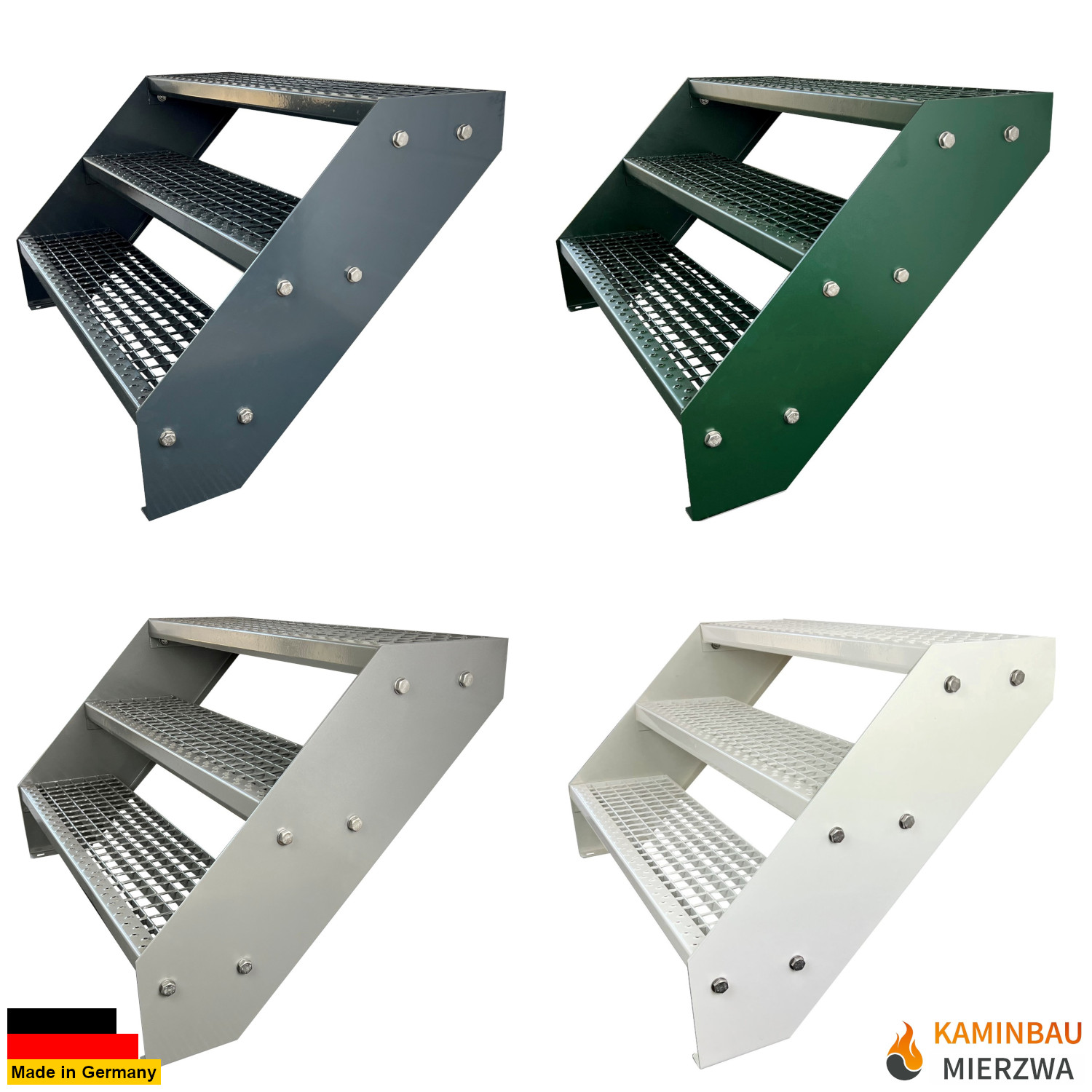 Wangentreppe 3 Stu. Ganz Pulverlackiert H:57cm