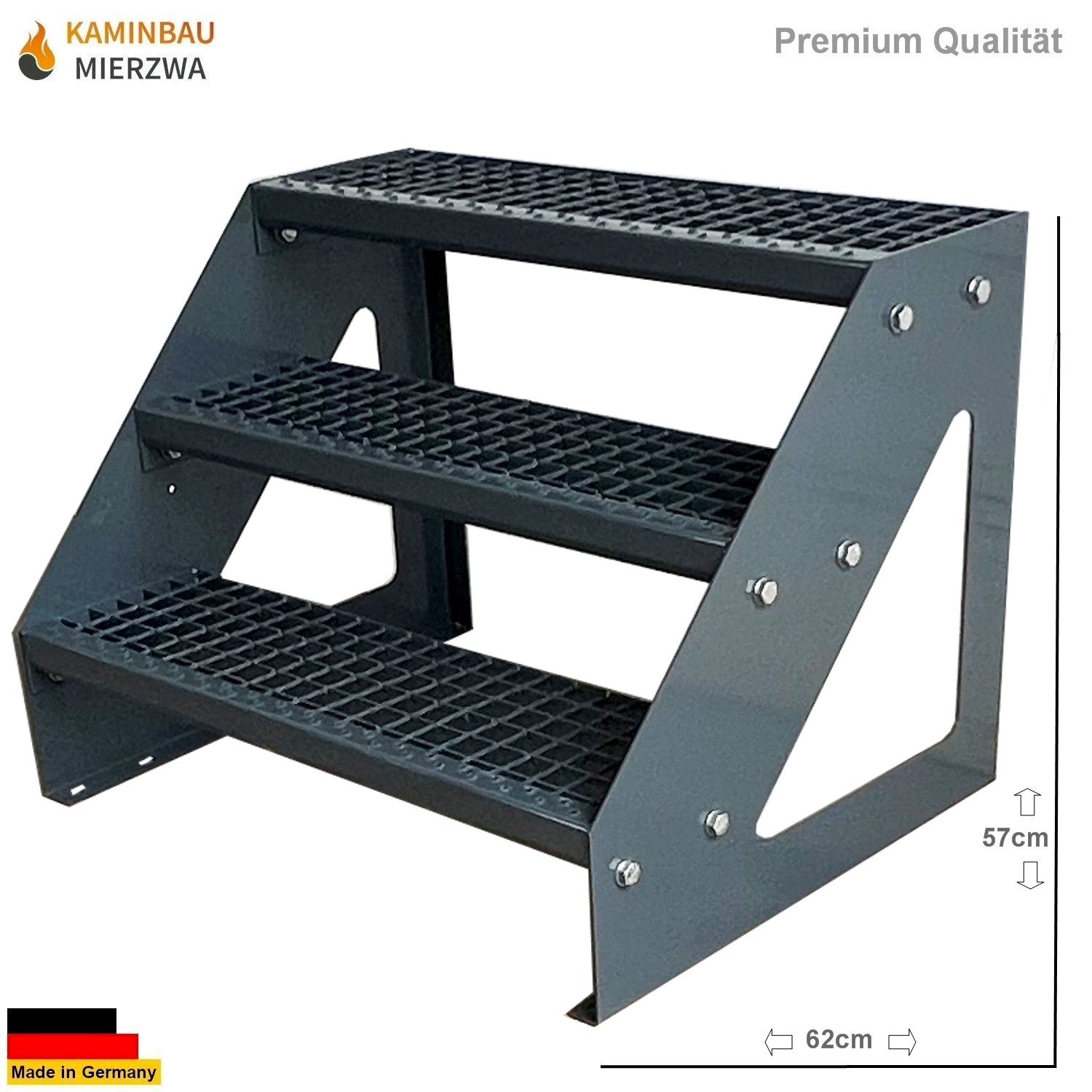 Treppe Freistehend 3 Stu. Ganz Anthrazit H:57cm