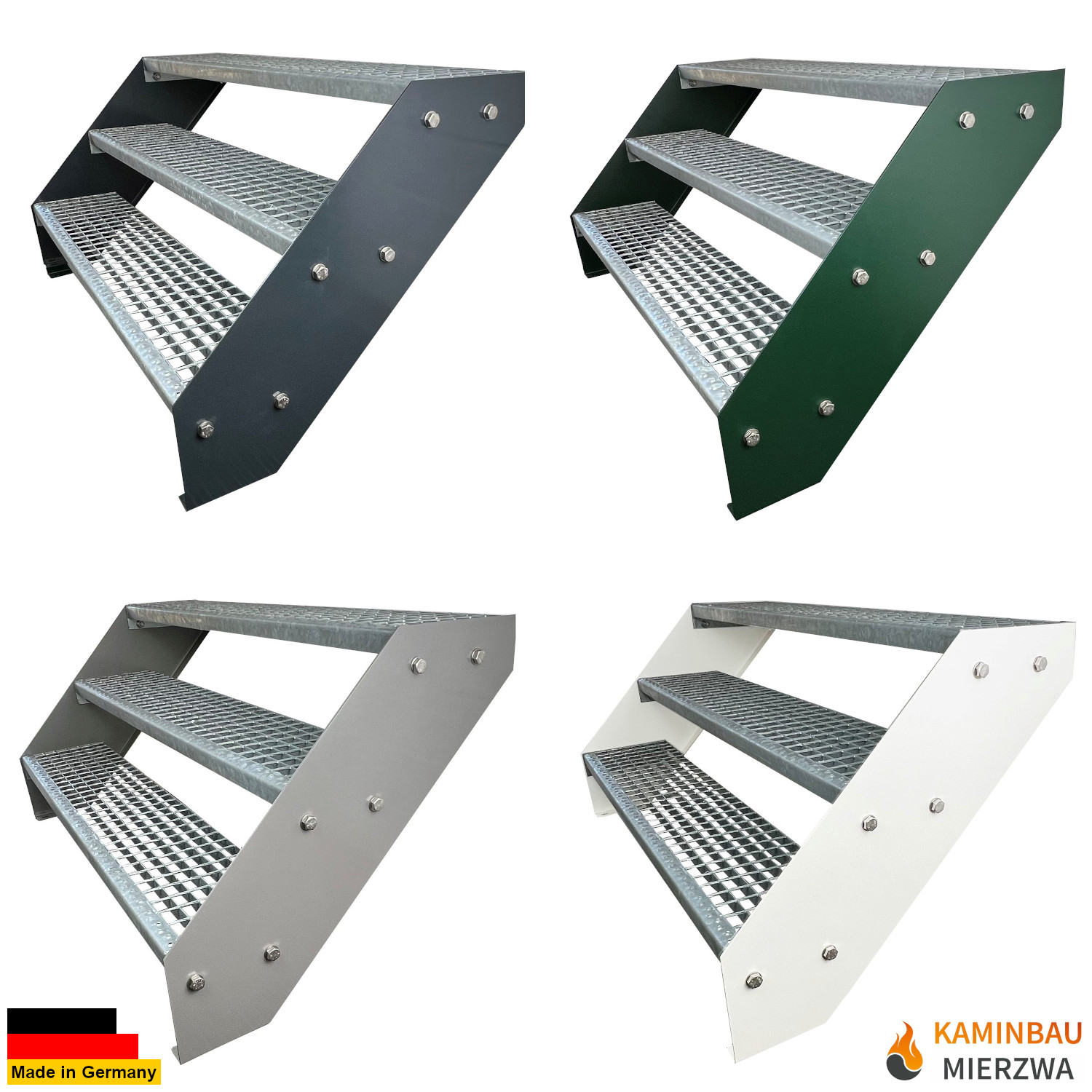 Wangentreppe 3 Stu. Wange Pulverlackiert H:57cm