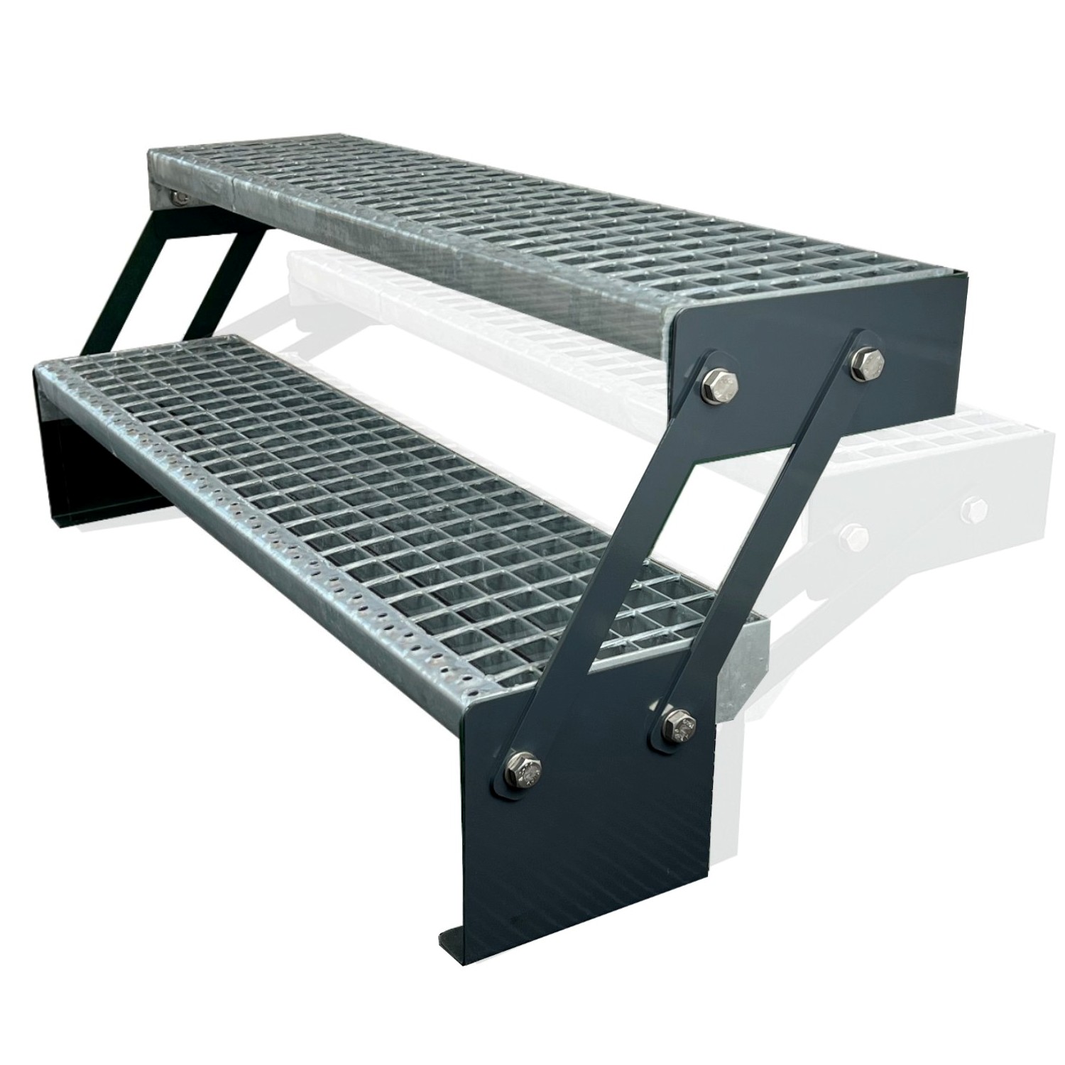 Treppe Verstellbar 2 Stu. Wange Anthrazit H:30-43cm