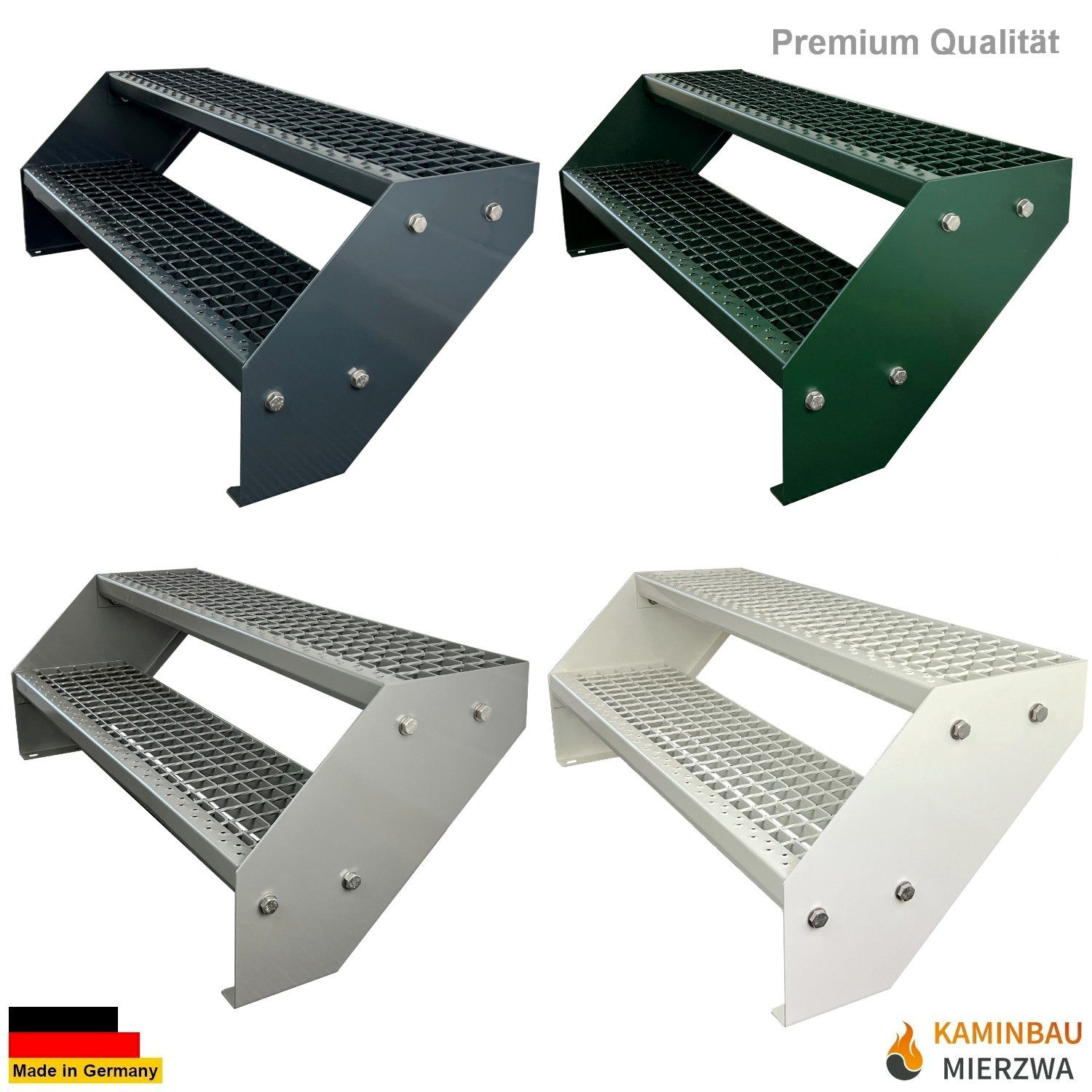 Wangentreppe 2 Stu. Ganz Pulverlackiert H:38cm