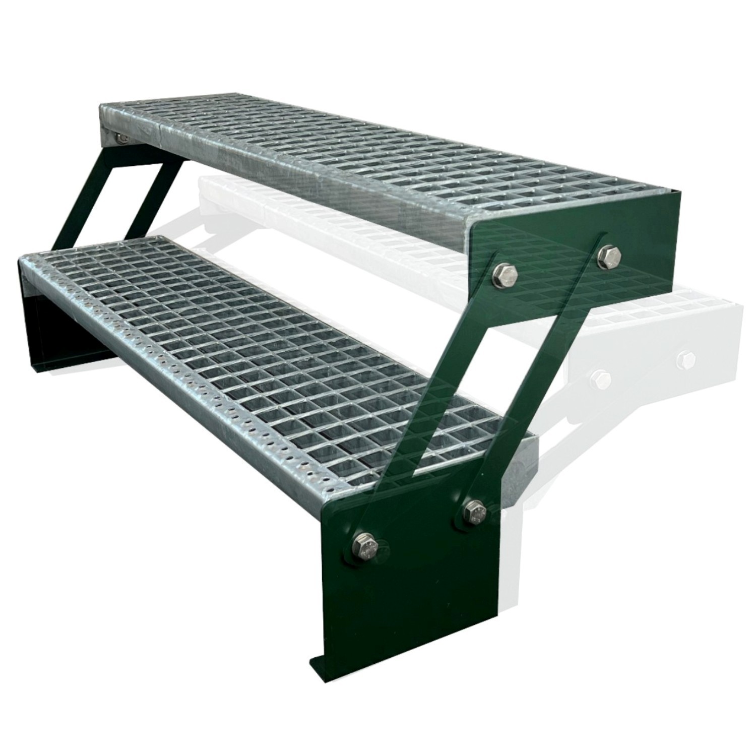 Treppe Verstellbar 2 Stu. Wange Grün H:30-43cm