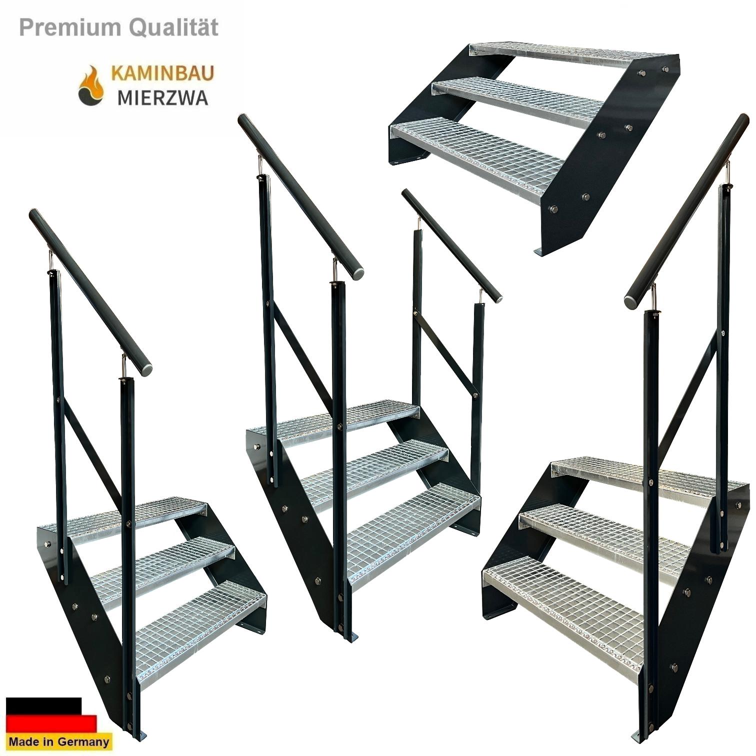 Wangentreppe Geländer 3 Stu. Wangen und Geländer Pulverlackiert H:57cm