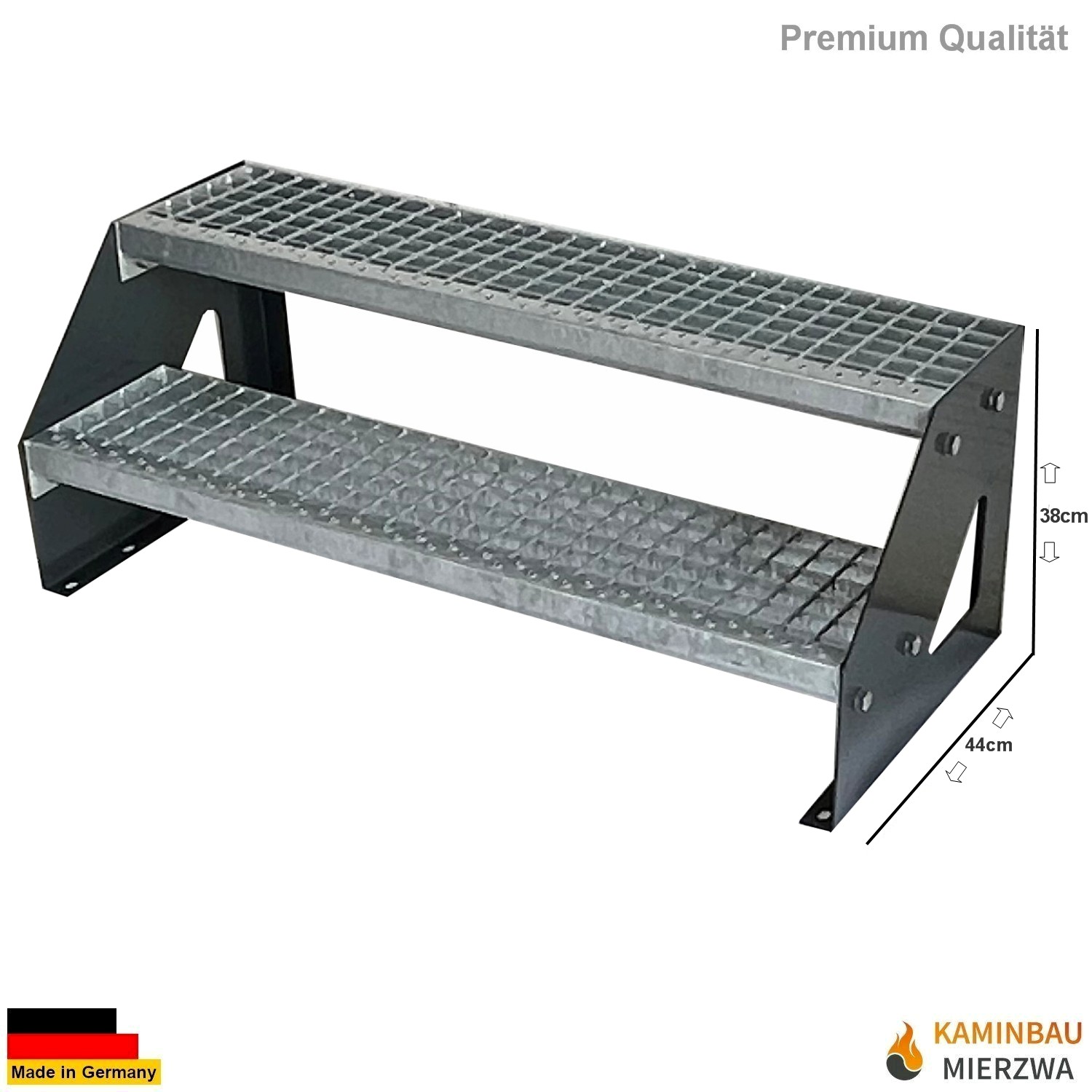 Treppe Freistehend 2 Stu. Wange Anthrazit H:38cm